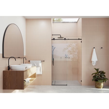 Glass Warehouse Eclipse 78" High x 52" Wide Sliding Frameless Shower Door with Clear Glass Matte Black