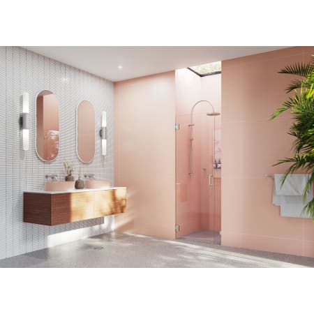 Glass Warehouse Illume 78" High x 34-1/2" Wide Hinged Frameless Shower Door with Clear Glass Brushed Nickel