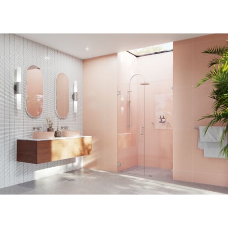 Glass Warehouse Illume 78" High x 53-1/2" Wide Hinged Frameless Shower Door with Clear Glass Brushed Nickel