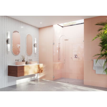 Glass Warehouse Illume 78" High x 64-1/4" Wide Hinged Frameless Shower Door with Clear Glass Brushed Nickel