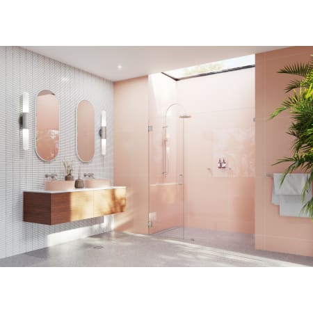 Glass Warehouse Illume 78" High x 66-1/4" Wide Hinged Frameless Shower Door with Clear Glass Brushed Nickel
