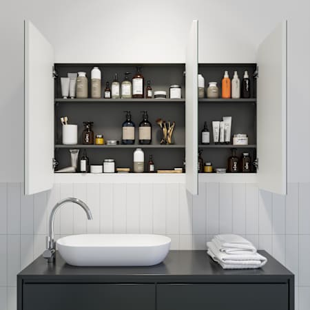 Glass Warehouse Erzi 48" x 32" Frameless Triple Door Medicine Cabinet White