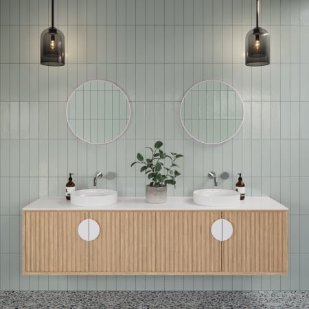Glass Warehouse Leia 20" Diameter Contemporary Circular Framed Bathroom Wall Mirror Pink