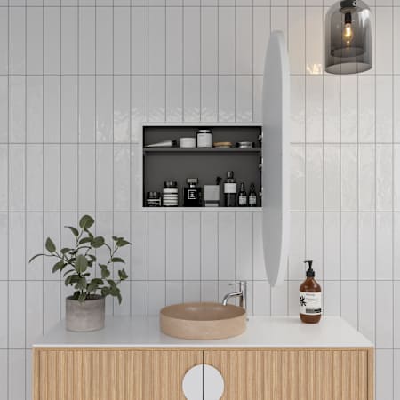 Glass Warehouse Nia 22" x 38" Framed Single Door Medicine Cabinet White