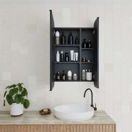 Glass Warehouse Calla 24" x 36" Framed Double Door Medicine Cabinet Matte Black