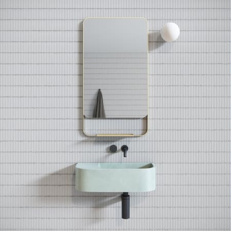 Glass Warehouse Rey Radius 22" W x 40" H Contemporary Rectangular Framed Bathroom Wall Mirror Satin Brass