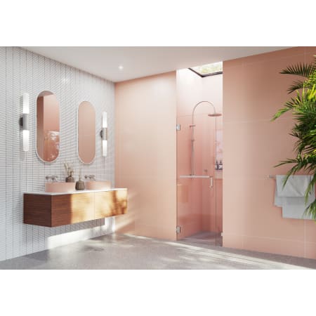 Glass Warehouse Umbra 78" High x 33-1/4" Wide Hinged Frameless Shower Door with Clear Glass Brushed Nickel