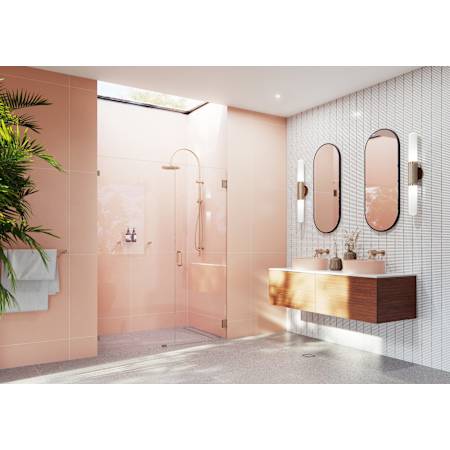 Glass Warehouse Illume 78" High x 57" Wide Hinged Frameless Shower Door with Clear Glass Brushed Bronze