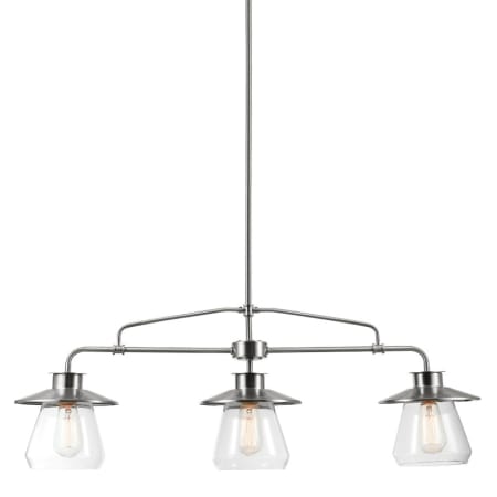 Globe Electric Nate 3 Light 36" Wide Linear Chandelier Brushed Steel