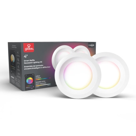 Globe Electric Pack of (2) Globe Smart Collection LED Smart Canless Recessed Light 4" Baffle Recessed Trim- Airtight White