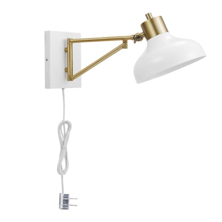 Globe Electric Berkeley Single Light 6" Tall Plug-In or Hardwired Wall Sconce White / Brass