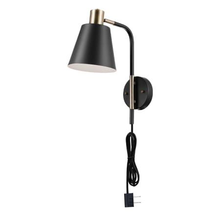 Globe Electric Novogratz Cleo Single Light 14" Tall Hardwired or Plug-In Wall Sconce Matte Black