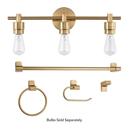 Globe Electric Alexandria 3 Light 21" Wide Bathroom Vanity Light and Hardware Set Matte Brass