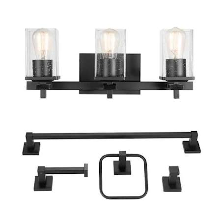 Globe Electric Dakota 3 Light 20" Wide Bathroom Vanity Light Matte Black