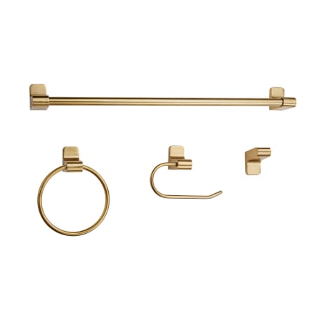 Globe Electric Positano 4 Piece Bathroom Hardware Set with Towel Bar, Towel Ring, Toilet Paper Holder, and Robe Hook Matte Brass