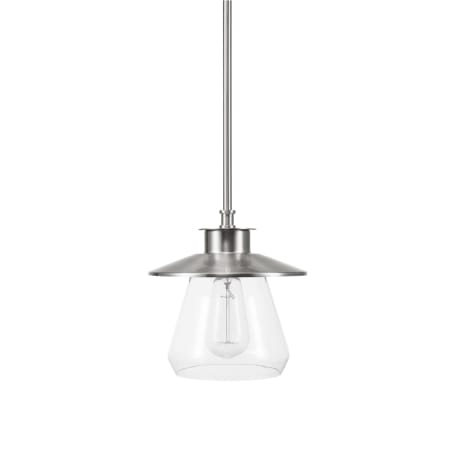Globe Electric Nate 8" Wide Pendant with Clear Glass Shade Brushed Steel