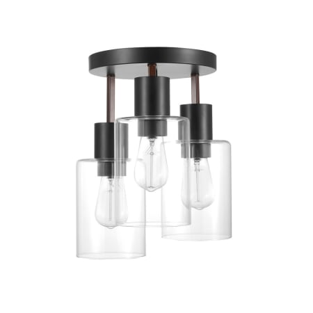 Globe Electric Sedona 3 Light 12" Wide Semi-Flush Ceiling Fixture Matte Black