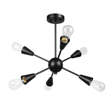 Globe Electric Emmanuelle 6 Light 19" Wide Semi-Flush Ceiling Fixture Matte Black