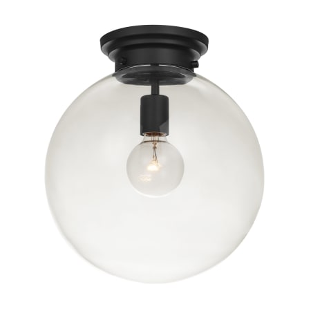 Globe Electric Portland Single Light 12" Wide Semi-Flush Globe Ceiling Fixture Black