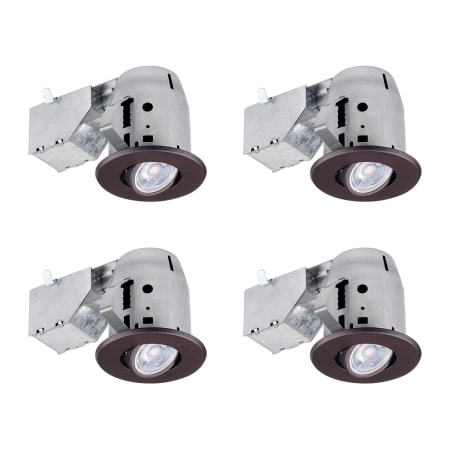 Globe Electric Pack of (4) - 3" GU10 Open Recessed Trim and Remodel Housing- IC Rated Oil Rubbed Bronze