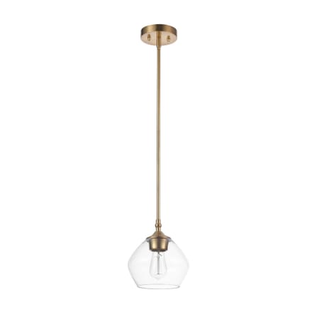 Globe Electric Harrow 8" Wide Mini Pendant Brass