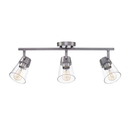 Globe Electric Clive 3 Light 24" Wide Fixed Rail Linear Ceiling Fixture with Glass Shades Pewter