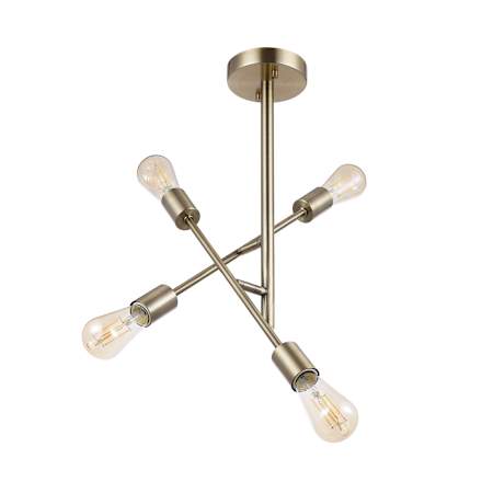 Globe Electric Michelle 4 Light 17" Wide Semi-Flush Sputnik Ceiling Fixture Matte Brass