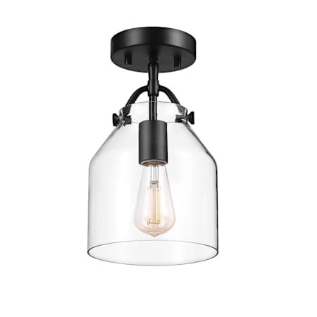 Globe Electric Helm 7" Wide Semi-Flush Ceiling Fixture Matte Black / Clear