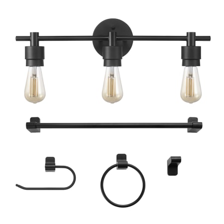 Globe Electric Alexandria 3 Light 21" Wide Bathroom Vanity Light and Hardware Set Matte Black