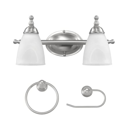 Globe Electric Diana 2 Light 16" Wide Vanity Light with Towel Ring and Toilet Paper Holder Nickel