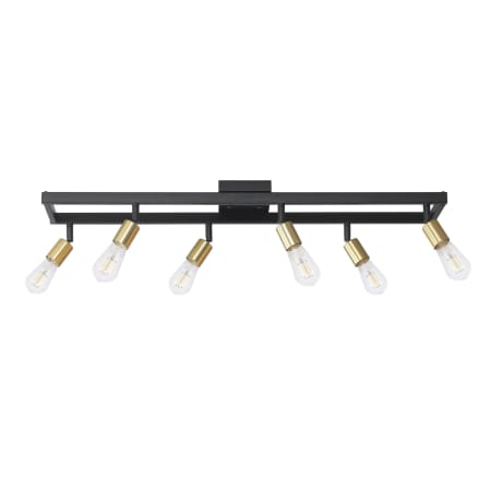 Globe Electric Weston 6 Light 36" Wide Fixed Rail Ceiling Fixture Matte Black / Matte Brass