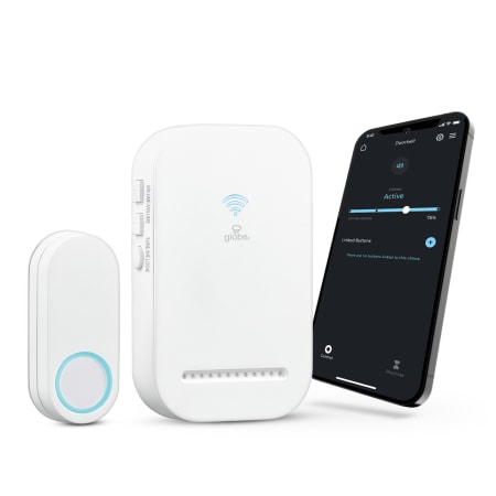 Globe Electric Wi-Fi Smart Wireless Doorbell Chime Kit with Lighted Plug-In Chime and Battery Operated Lighted Doorbell White