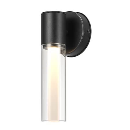 Globe Electric 12" Tall LED Outdoor Wall Sconce with Clear Glass Shade Matte Black