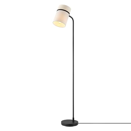 Globe Electric 62" Tall Arc Floor Lamp with White Fabric Shade Matte Black