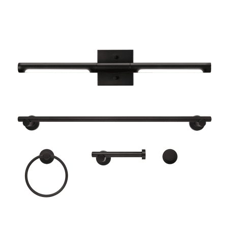 Globe Electric Morley Bathroom Vanity Set - 2 Light 24" Wide Vanity Light, Towel Bar, Robe Hook, Toilet Paper Holder, and Towel Ring Included Matte