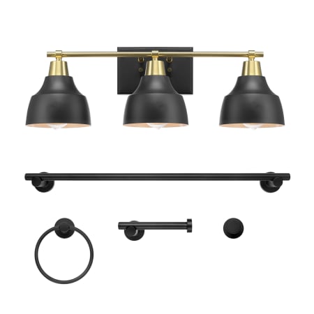 Globe Electric Soho Bathroom Vanity Set - 3 Light 24" Wide Vanity Light, Towel Bar, Robe Hook, Toilet Paper Holder, and Towel Ring Included Matte