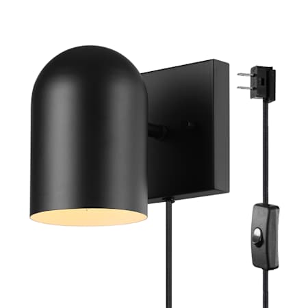 Globe Electric 7" Tall Wall Sconce with Metal Shade Matte Black