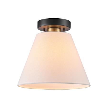 Globe Electric 10" Wide Semi-Flush Ceiling Fixture with Linen Shade Matte Black