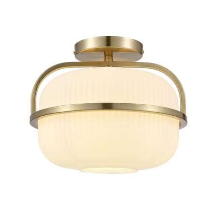 Globe Electric 11" Wide Semi-Flush Drum Ceiling Fixture Satin Brass
