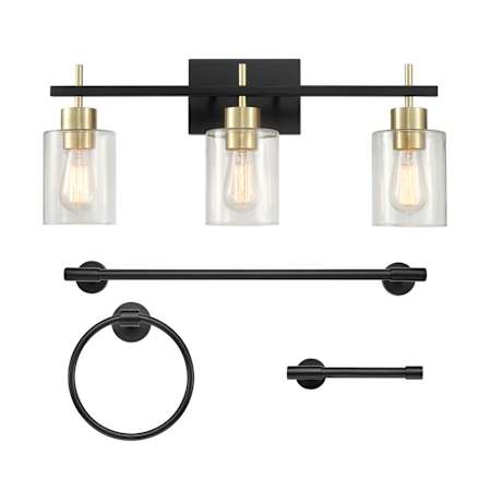 Globe Electric 3 Light 24" Wide Vanity Light Matte Black / Matte Brass
