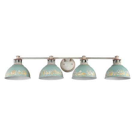 Golden Lighting Kinsley 4 Light 8" Wide Vanity Light Aged Galvanize Steel / Antique Teal