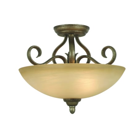 Golden Lighting Convertible Three Light Semi Flush Ceiling Fixture from the Riverton PC Collection Forged Iron