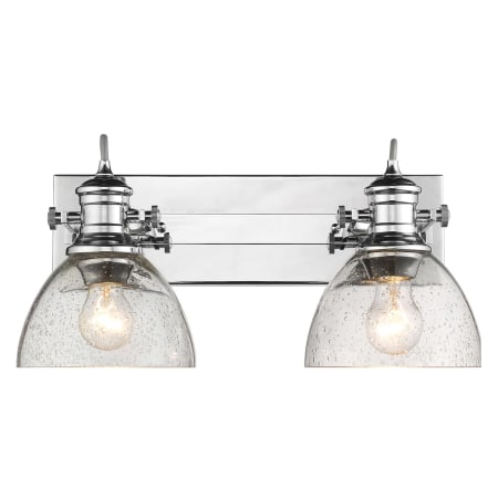 Golden Lighting Hines 2 Light 17-7/8" Wide Bathroom Vanity Light with Seeded Glass Shades Chrome