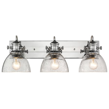 Golden Lighting Hines 3 Light 25" Wide Bathroom Vanity Light with Seedy Glass Shades Chrome