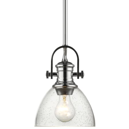 Golden Lighting Hines Single Light 6-7/8" Wide Pendant with Seeded Glass Shade Chrome