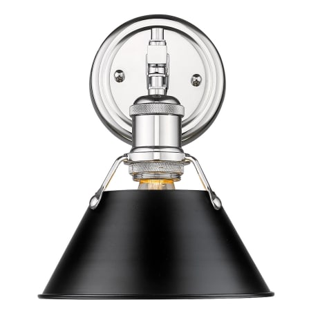 Golden Lighting Orwell 10" Tall Bathroom Sconce Chrome with Black Shades
