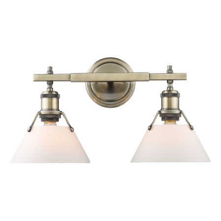 Golden Lighting Orwell 2 Light 18" Wide Vanity Light Aged Brass with Opal Shades