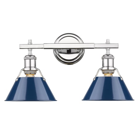 Golden Lighting Orwell 2 Light 18" Wide Vanity Light Chrome with Navy Shades