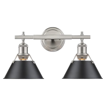 Golden Lighting Orwell 2 Light 18" Wide Vanity Light Pewter with Black Shades