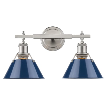 Golden Lighting Orwell 2 Light 18" Wide Vanity Light Pewter with Navy Shades